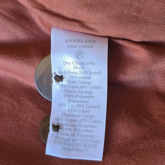 Everlane Oversized Blazer Clay Rust Linen Sz 00 Minimalist OfficeChic Layering - Picture 10 of 10